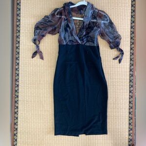 Chic Sheer Sleeve Dress with Belt